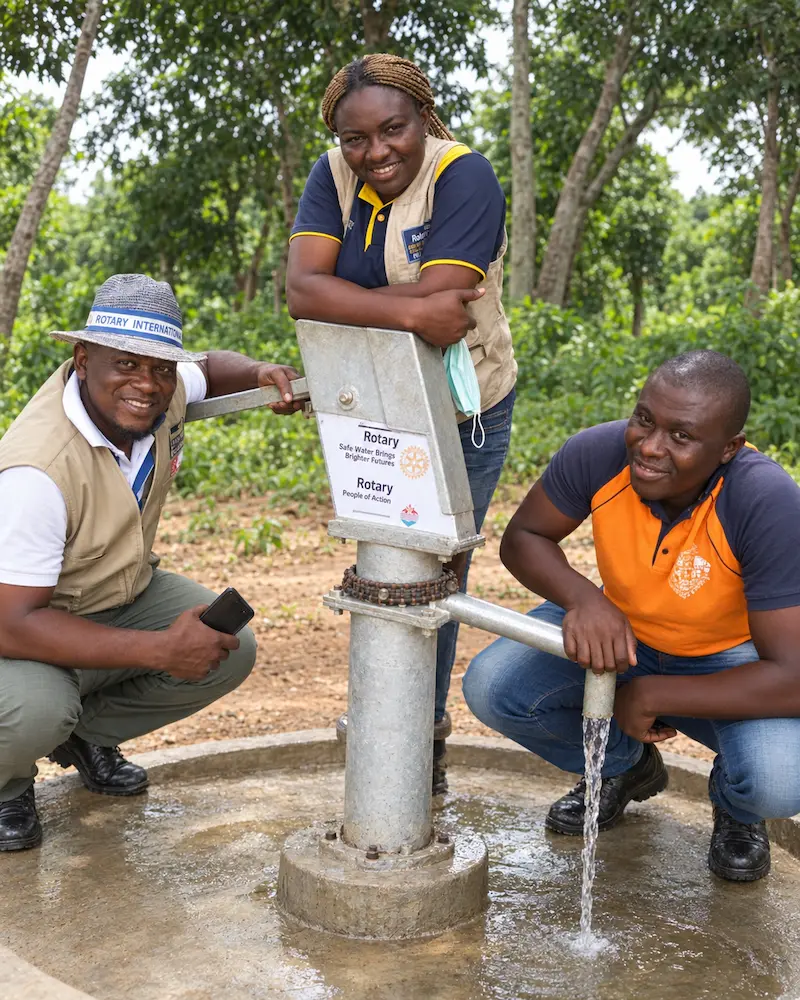 AMURT volunteers and community partners at a water project in Nigeria